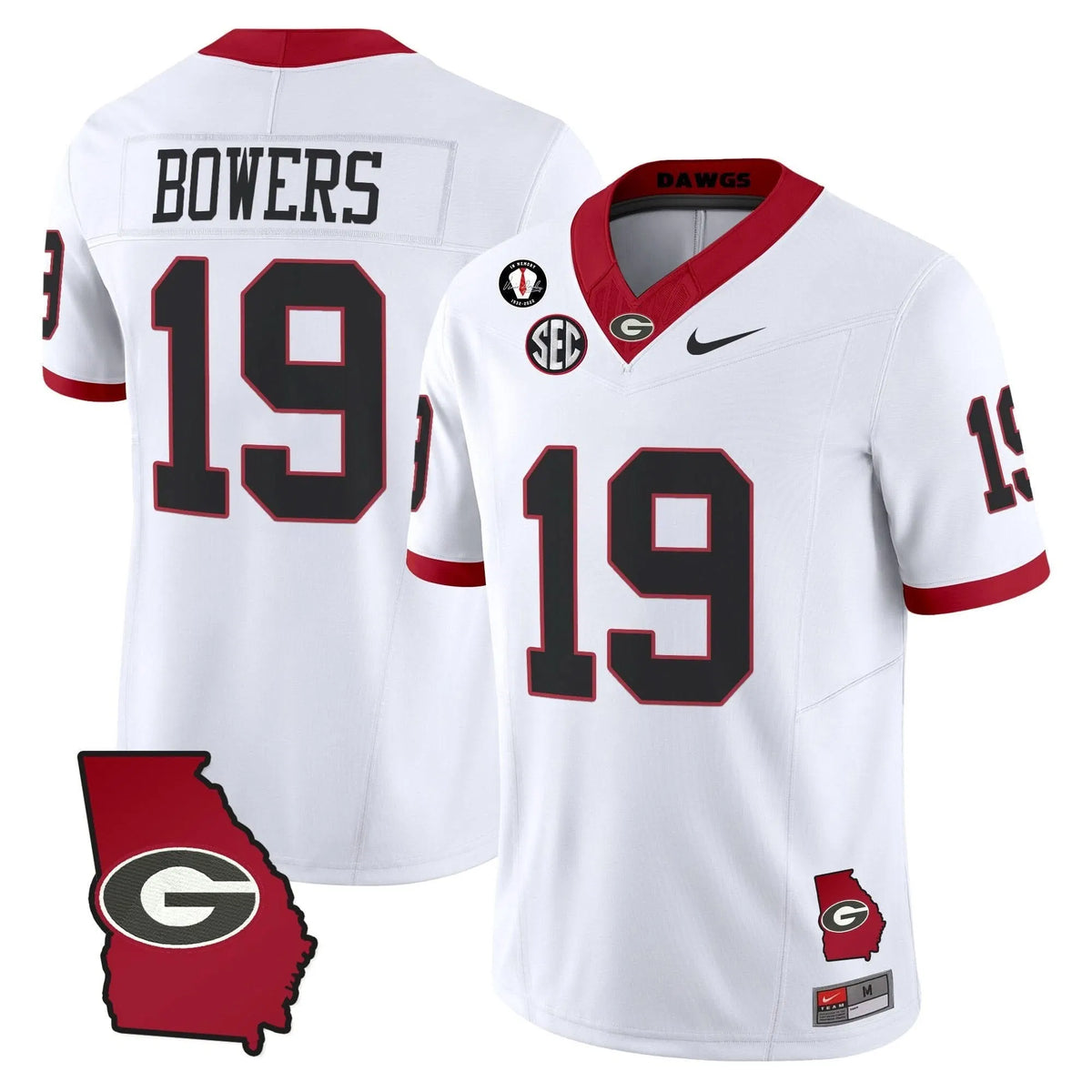Personalized GB 2026 Georgia Map & Vince Dooley Patch Vapor Limited Jersey - White / Brock Bowers Stitched
