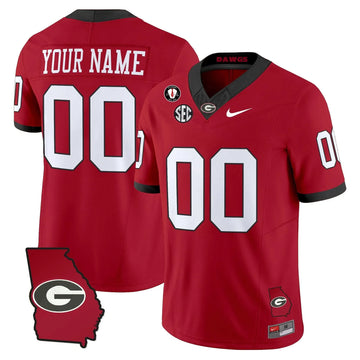 Personalized GB 2026 Georgia Map & Vince Dooley Patch Vapor Limited Custom Jersey - Red Stitched