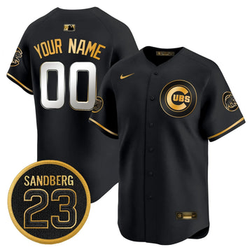 Personalized CC 'Ryne Sandberg Tribute' Vapor Premier Limited Custom Jersey V2 - Black Gold Stitched