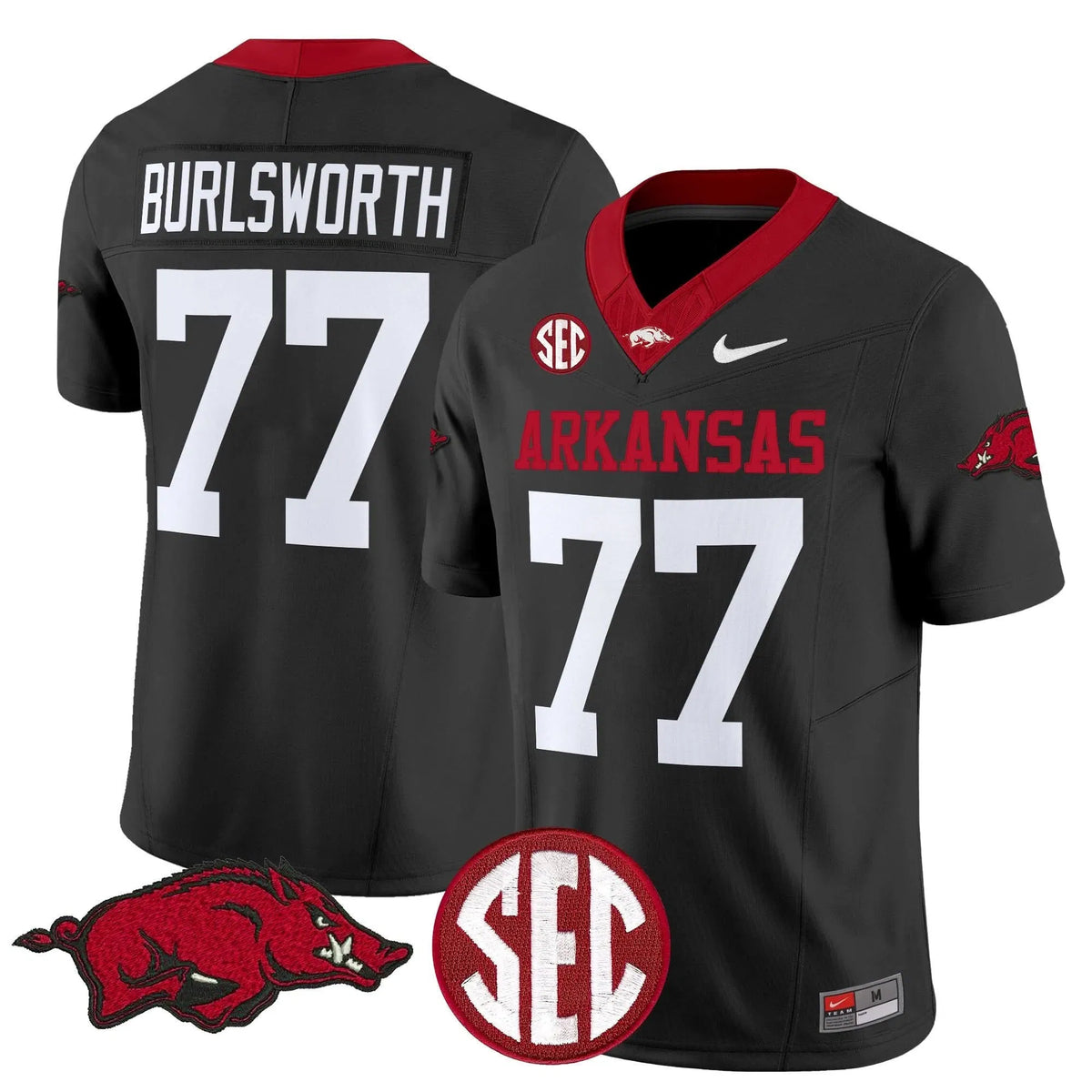 Personalized AR Vapor Limited Jersey - Black / Brandon Burlsworth Stitched