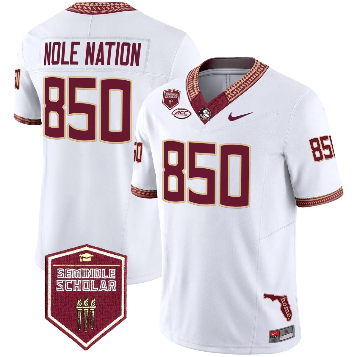 Personalized FSS 2026 Seminole Scholar Patch Vapor Limited Jersey - White / Nole Nation 850 Stitched