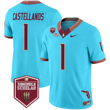 Personalized FSS 2026 Seminole Scholar Patch Vapor Limited Jersey - Turquoise / Thomas Castellanos Stitched