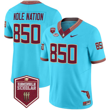 Personalized FSS 2026 Seminole Scholar Patch Vapor Limited Jersey - Turquoise / Nole Nation 850 Stitched