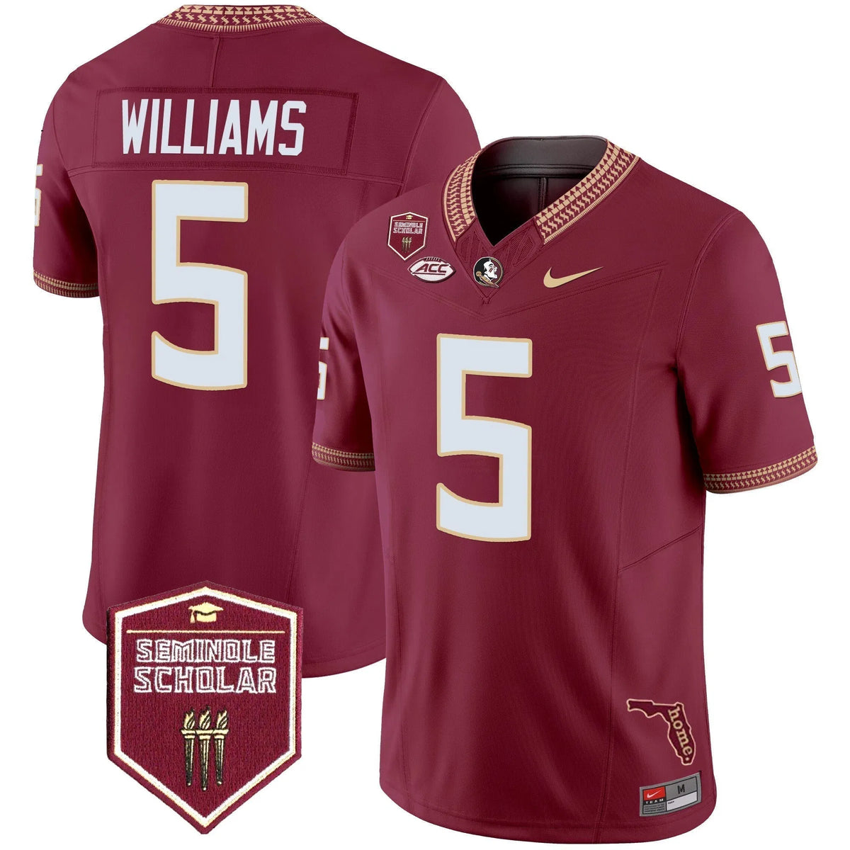 Personalized FSS 2026 Seminole Scholar Patch Vapor Limited Jersey - Garnet / Roydell Williams Stitched