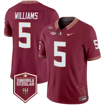 Personalized FSS 2026 Seminole Scholar Patch Vapor Limited Jersey - Garnet / Roydell Williams Stitched