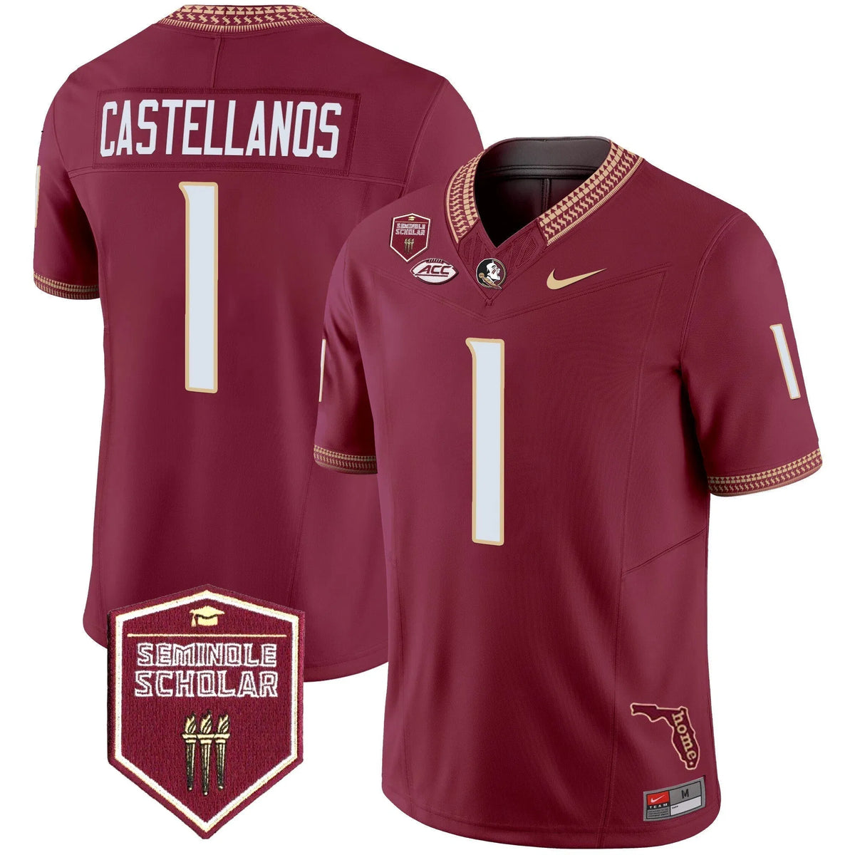 Personalized FSS 2026 Seminole Scholar Patch Vapor Limited Jersey - Garnet / Thomas Castellanos Stitched