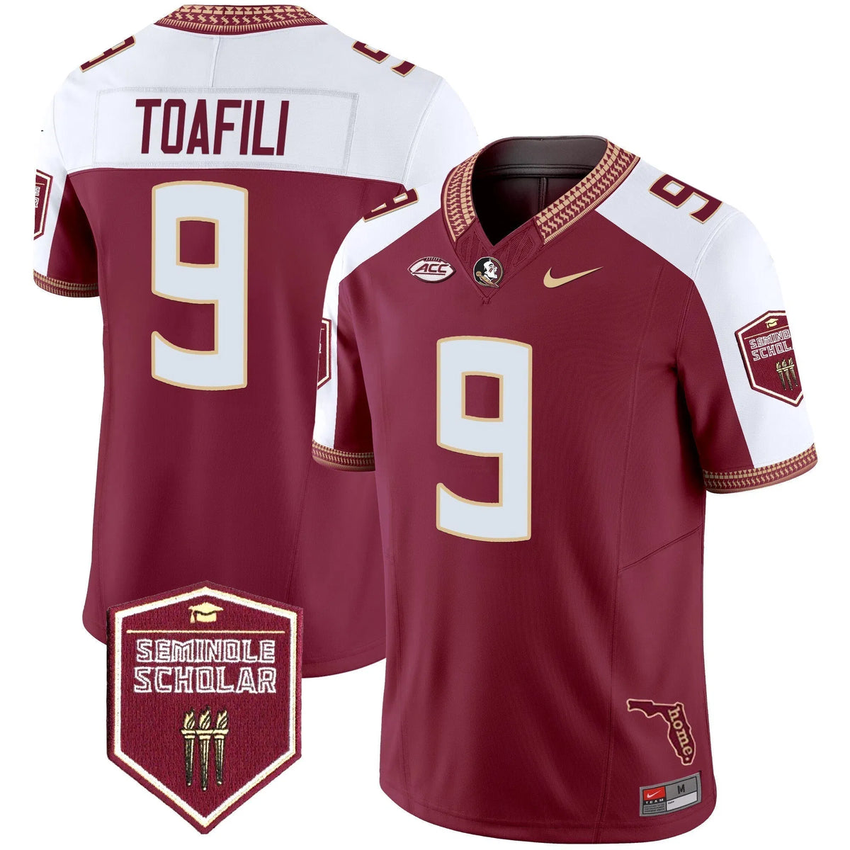 Personalized FSS 2026 Seminole Scholar Patch Vapor Limited Jersey - Garnet Alternate / Lawrance Toafili Stitched