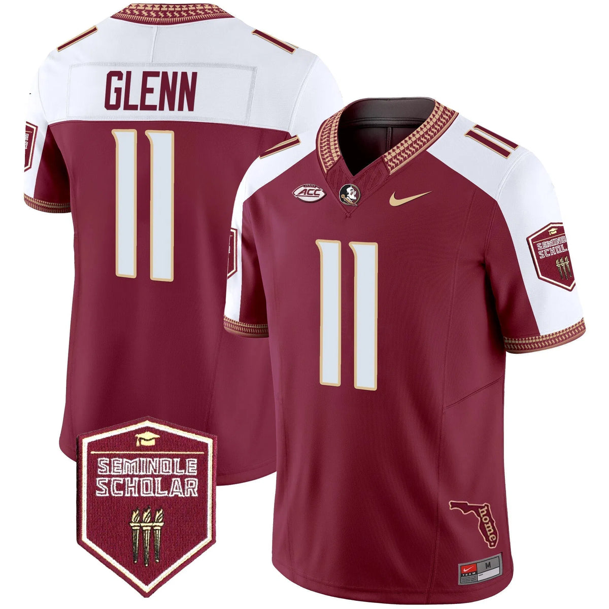Personalized FSS 2026 Seminole Scholar Patch Vapor Limited Jersey - Garnet Alternate / Brock Glenn Stitched