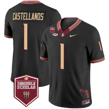 Personalized FSS 2026 Seminole Scholar Patch Vapor Limited Jersey - Black / Thomas Castellanos Stitched