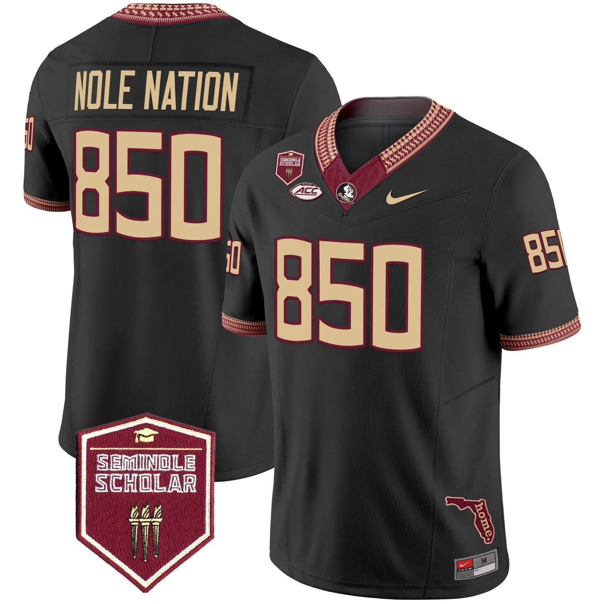 Personalized FSS 2026 Seminole Scholar Patch Vapor Limited Jersey - Black / Nole Nation 850 Stitched