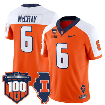 Personalized ILL 100th Memorial Stadium Patch Vapor Limited Jersey - Orange Alternate / Josh McCray Stitched