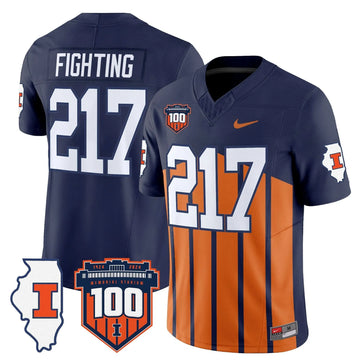 Personalized ILL 100th Memorial Stadium Patch Vapor Limited Jersey - Throwback / Fighting 217 Stitched