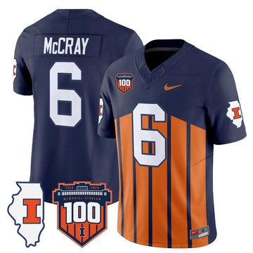 Personalized ILL 100th Memorial Stadium Patch Vapor Limited Jersey - Throwback / Josh McCray Stitched