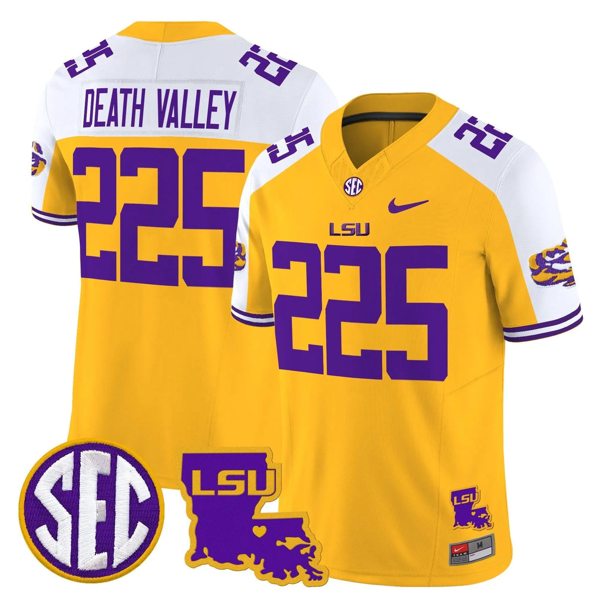 Personalized LSU 2026 Louisiana Patch Vapor Limited Jersey - Gold Alternate / Death Valley 225 Stitched