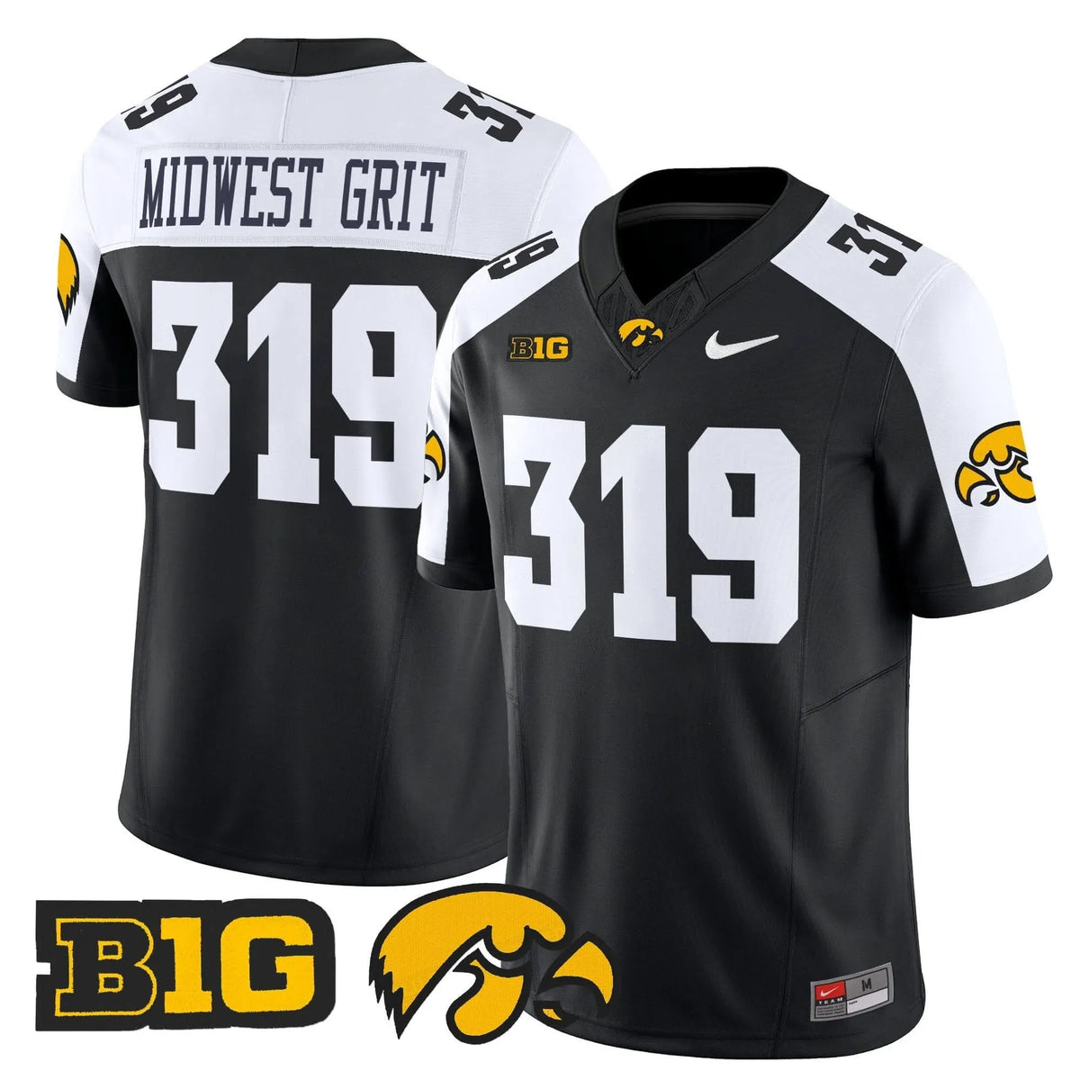 Personalized Iowa Hawkeyes 2026 Vapor Limited Jersey - Black Alternate / Midwest Grit 319 Stitched