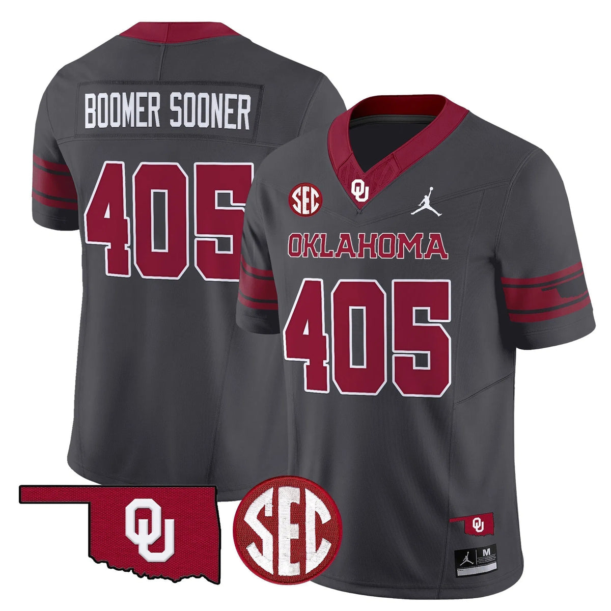 Personalized OS 2026 Vapor Limited Jersey - Anthracite / Boomer Sooner 405 Stitched