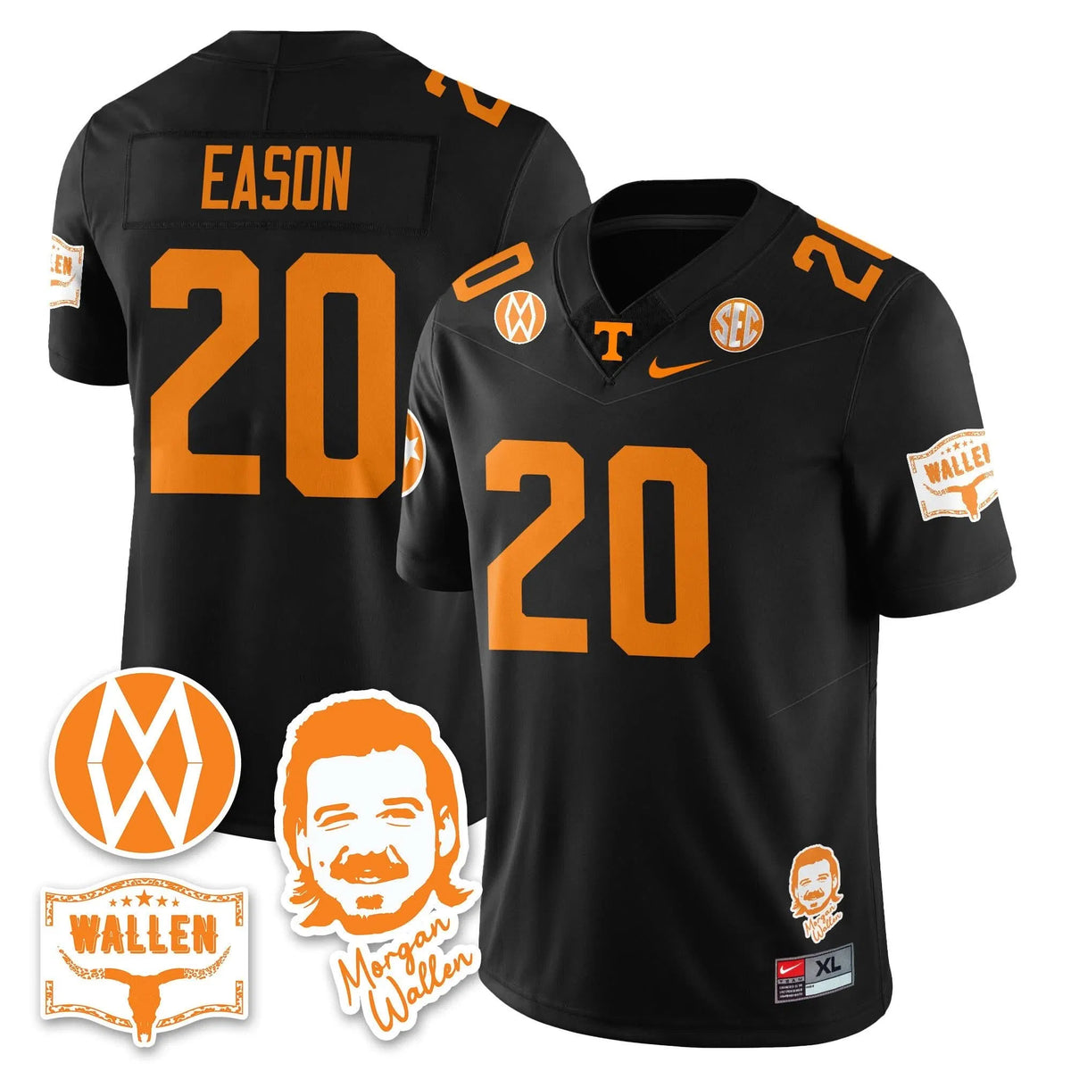 Personalized TV Morgan Wallen 2026 Jersey - Black / Bryson Eason - 20 Stitched