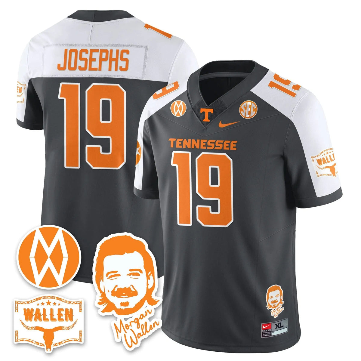 Personalized TV Morgan Wallen 2026 Jersey - Gray Alternate / Joshua Josephs - 19 Stitched