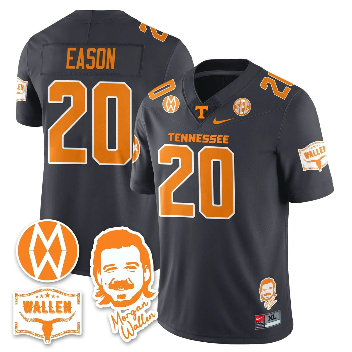 Personalized TV Morgan Wallen 2026 Jersey - Gray / Bryson Eason - 20 Stitched