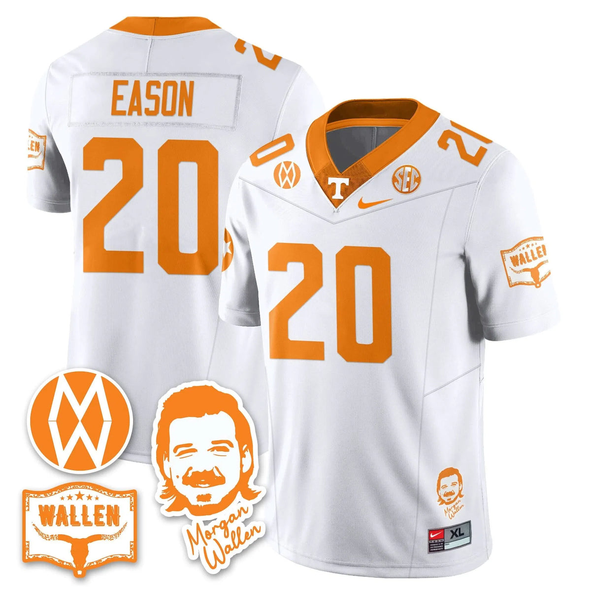Personalized TV Morgan Wallen 2026 Jersey - White / Bryson Eason - 20 Stitched