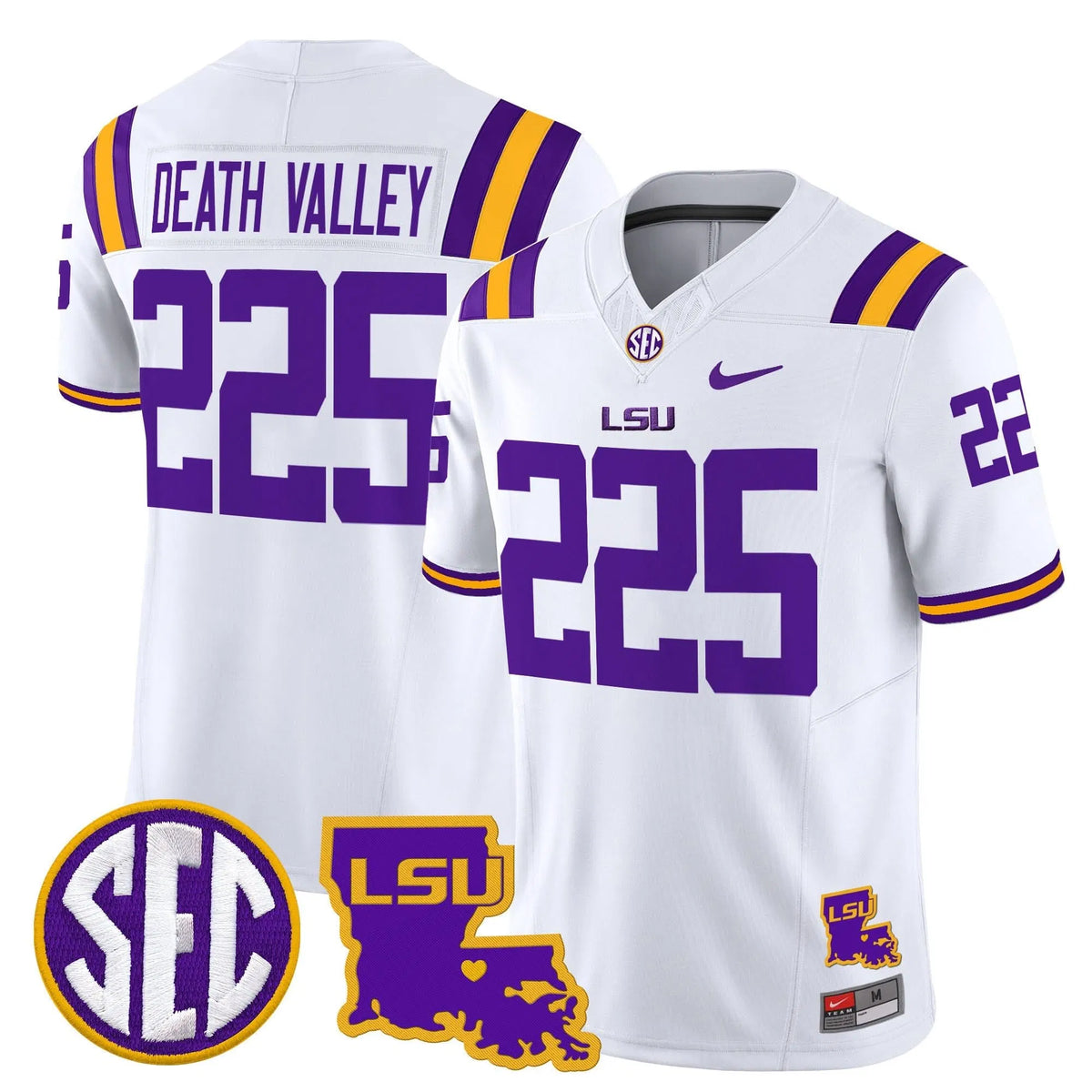 Personalized LSU 2026 Louisiana Patch Vapor Limited Jersey - White / Death Valley 225 Stitched