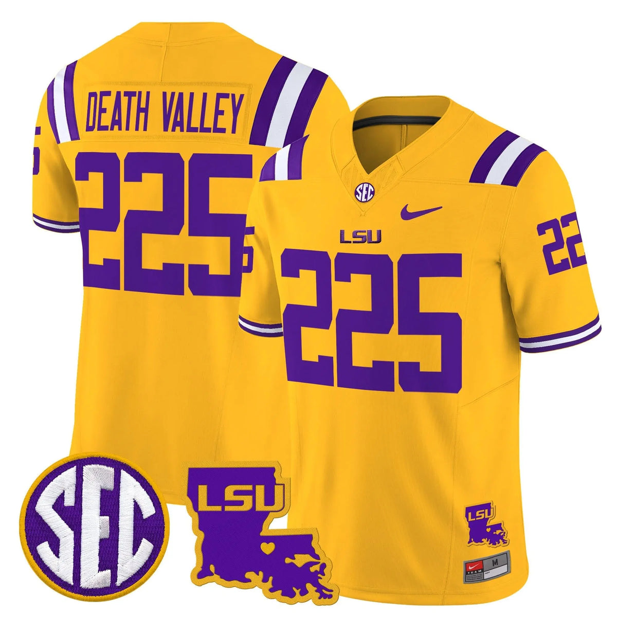 Personalized LSU 2026 Louisiana Patch Vapor Limited Jersey - Gold / Death Valley 225 Stitched