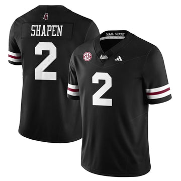 Personalized Mississippi State Football "Darkness" Limited Jersey - Black / Blake Shapen - 2 Stitched