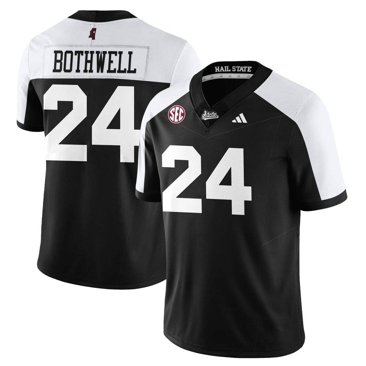 Personalized Mississippi State Football "Darkness" Limited Jersey - Black Alternate / Fluff Bothwell - 24 Stitched