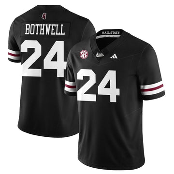 Personalized Mississippi State Football "Darkness" Limited Jersey - Black / Fluff Bothwell - 24 Stitched