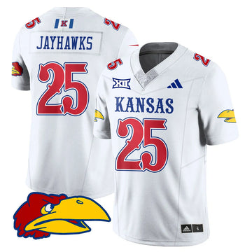Personalized KJ Football 2026 Limited Jersey - White / Jayhawks - 25 Stitched