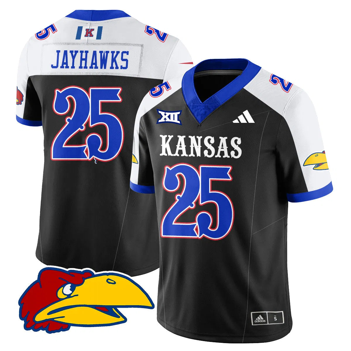 Personalized KJ Football 2026 Limited Jersey - Black Alternate / Jayhawks - 25 Stitched
