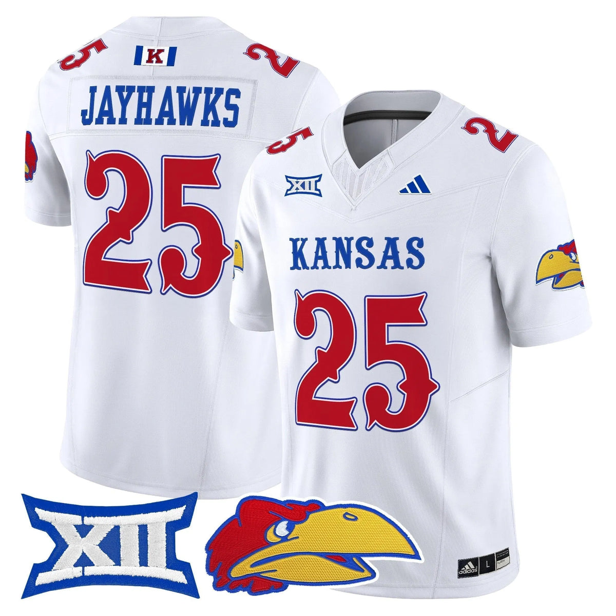 Personalized KJ 2026 Vapor Limited Jersey - White / #25 Jayhawks Stitched