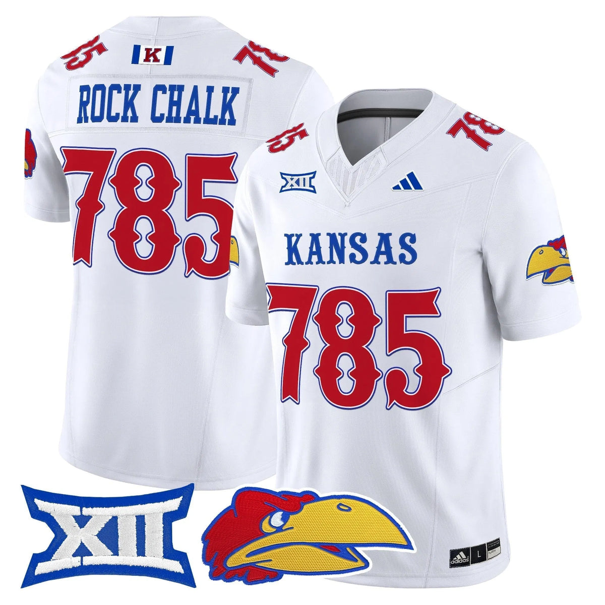 Personalized KJ 2026 Vapor Limited Jersey - White / Rock Chalk 785 Stitched