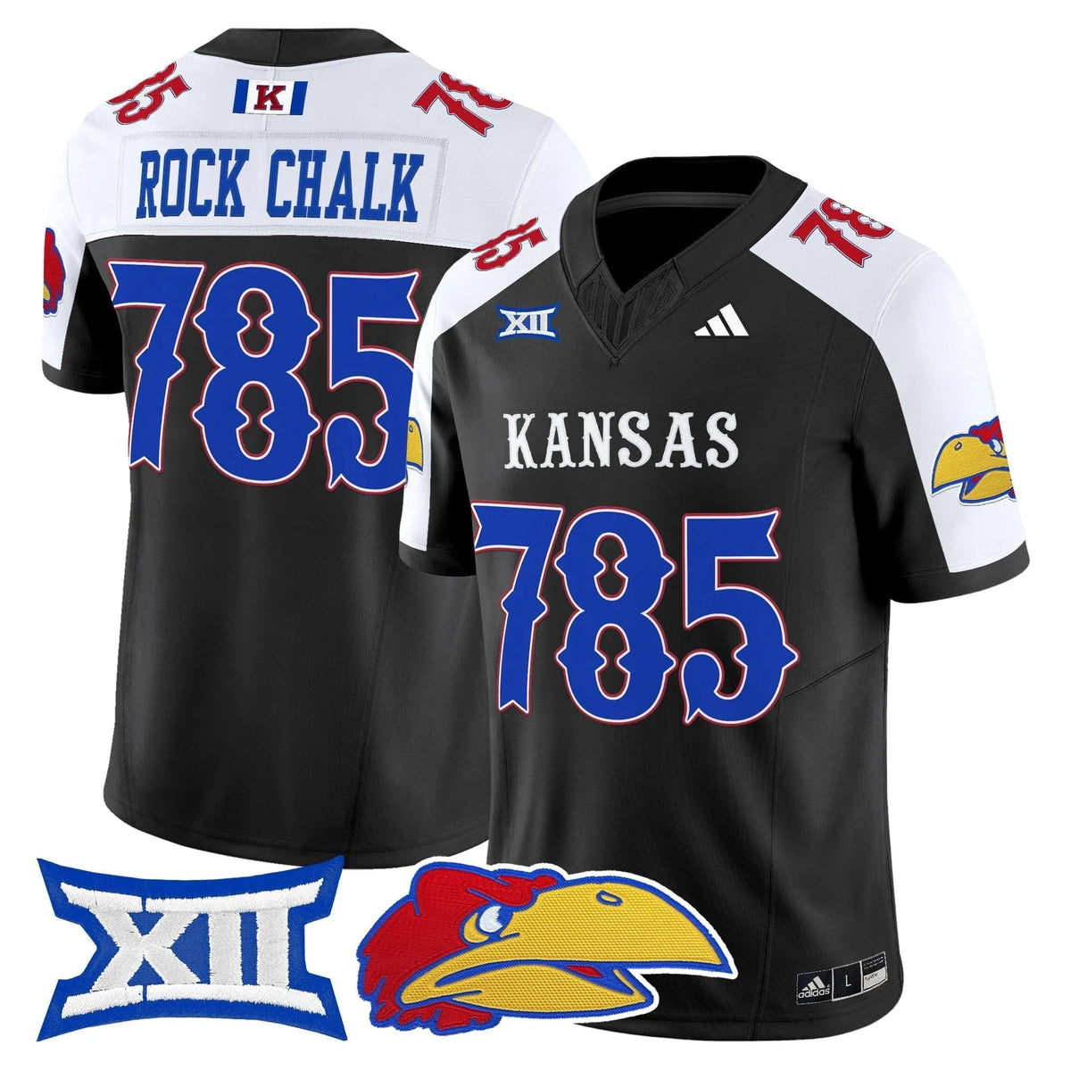 Personalized KJ 2026 Vapor Limited Jersey - Black Alternate / Rock Chalk 785 Stitched