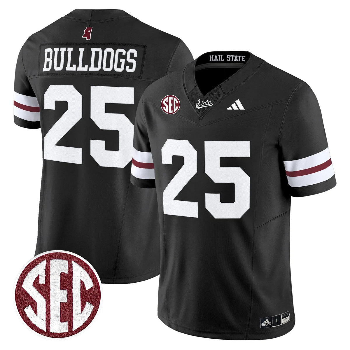 Personalized MSB 'Dark Mode' Vapor Limited Jersey - Black / #25 Bulldogs Stitched