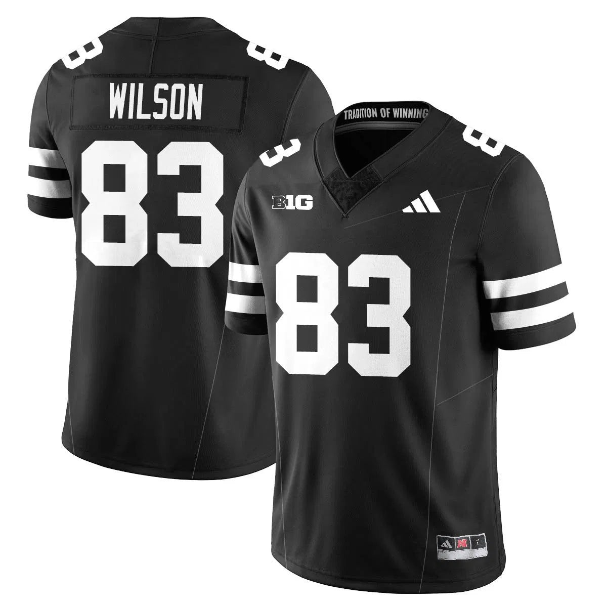 Personalized Nebraska Football 2026 "Blackout" Jersey - Black / Archie Wilson - 83 Stitched