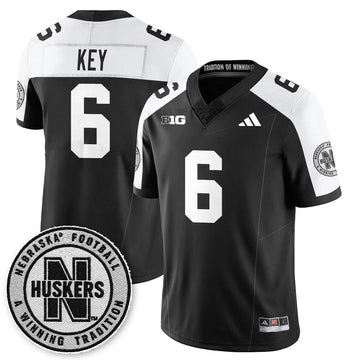 Personalized Nebraska Football 2026 "Blackout" Jersey - Black Alternate / Dane Key - 6 Stitched