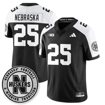 Personalized Nebraska Football 2026 "Blackout" Jersey - Black Alternate / Nebraska - 25 Stitched