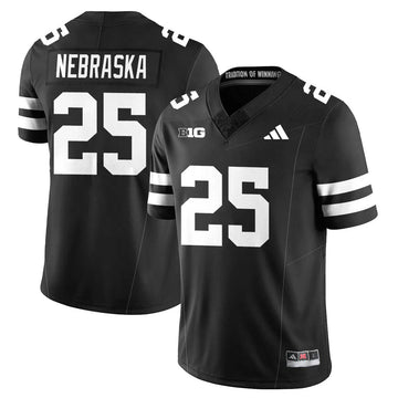 Personalized Nebraska Football 2026 "Blackout" Jersey - Black / Nebraska - 25 Stitched