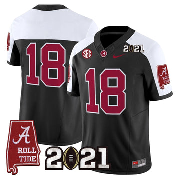 Personalized ACT '2021 CFP National Championship' Vapor Limited Jersey - Alabama Map - Black Alternate / #18 Champions Stitched