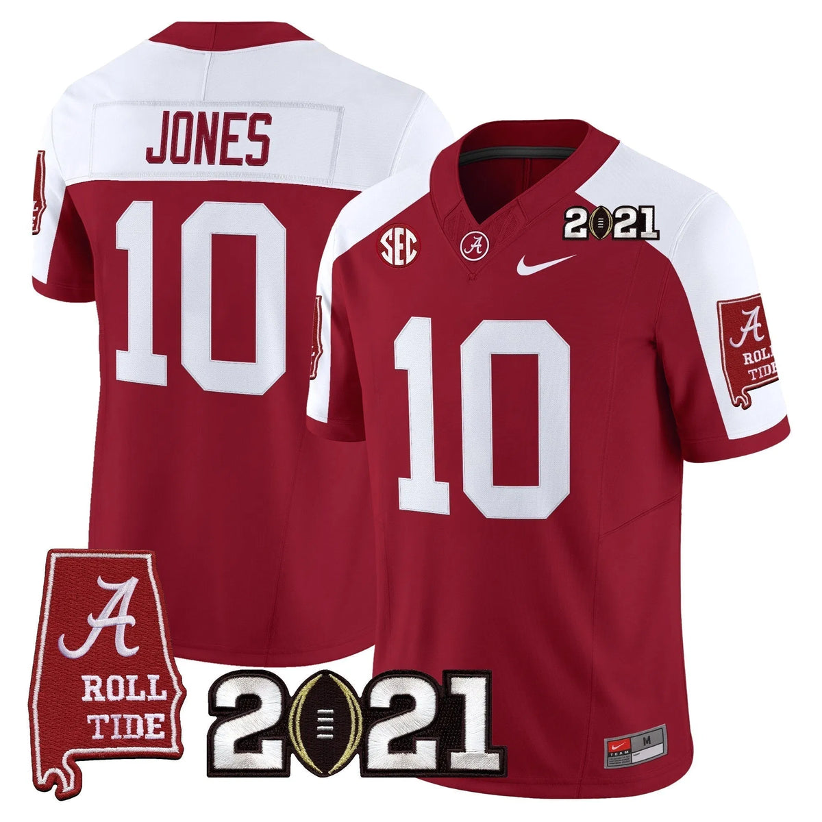 Personalized ACT '2021 CFP National Championship' Vapor Limited Jersey - Alabama Map - Crimson Alternate / Mac Jones Stitched