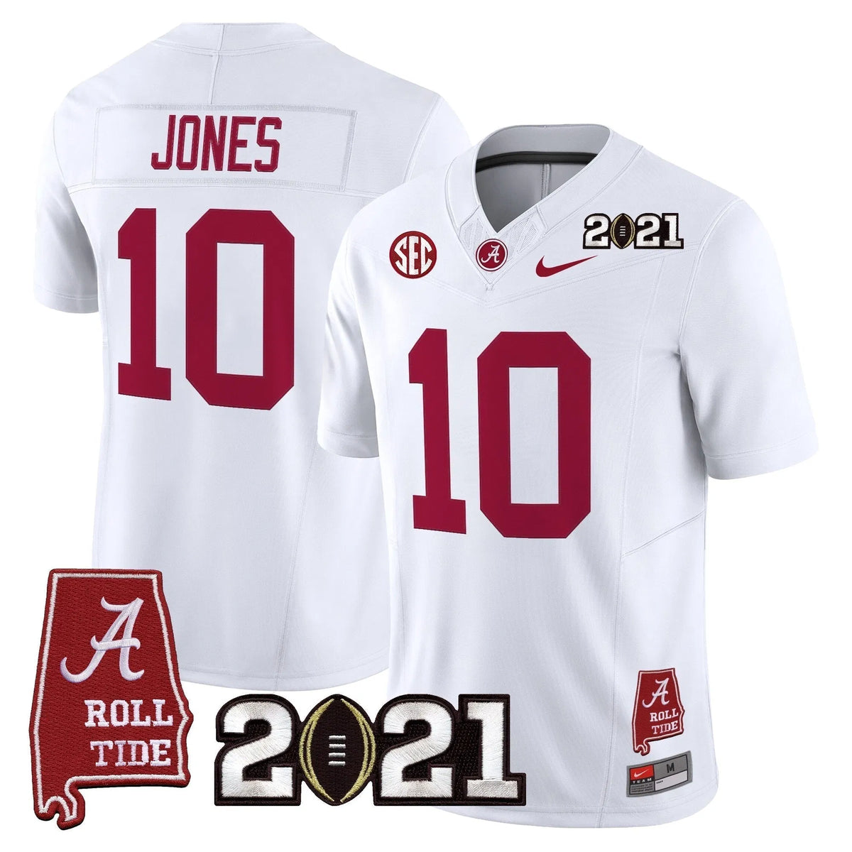 Personalized ACT '2021 CFP National Championship' Vapor Limited Jersey - Alabama Map - White / Mac Jones Stitched