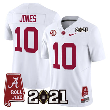 Personalized ACT '2021 CFP National Championship' Vapor Limited Jersey - Alabama Map - White / Mac Jones Stitched