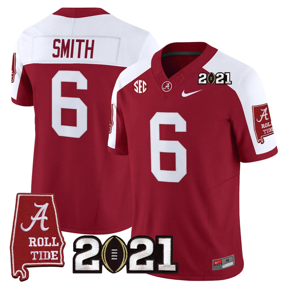 Personalized ACT '2021 CFP National Championship' Vapor Limited Jersey - Alabama Map - Crimson Alternate / DeVonta Smith Stitched