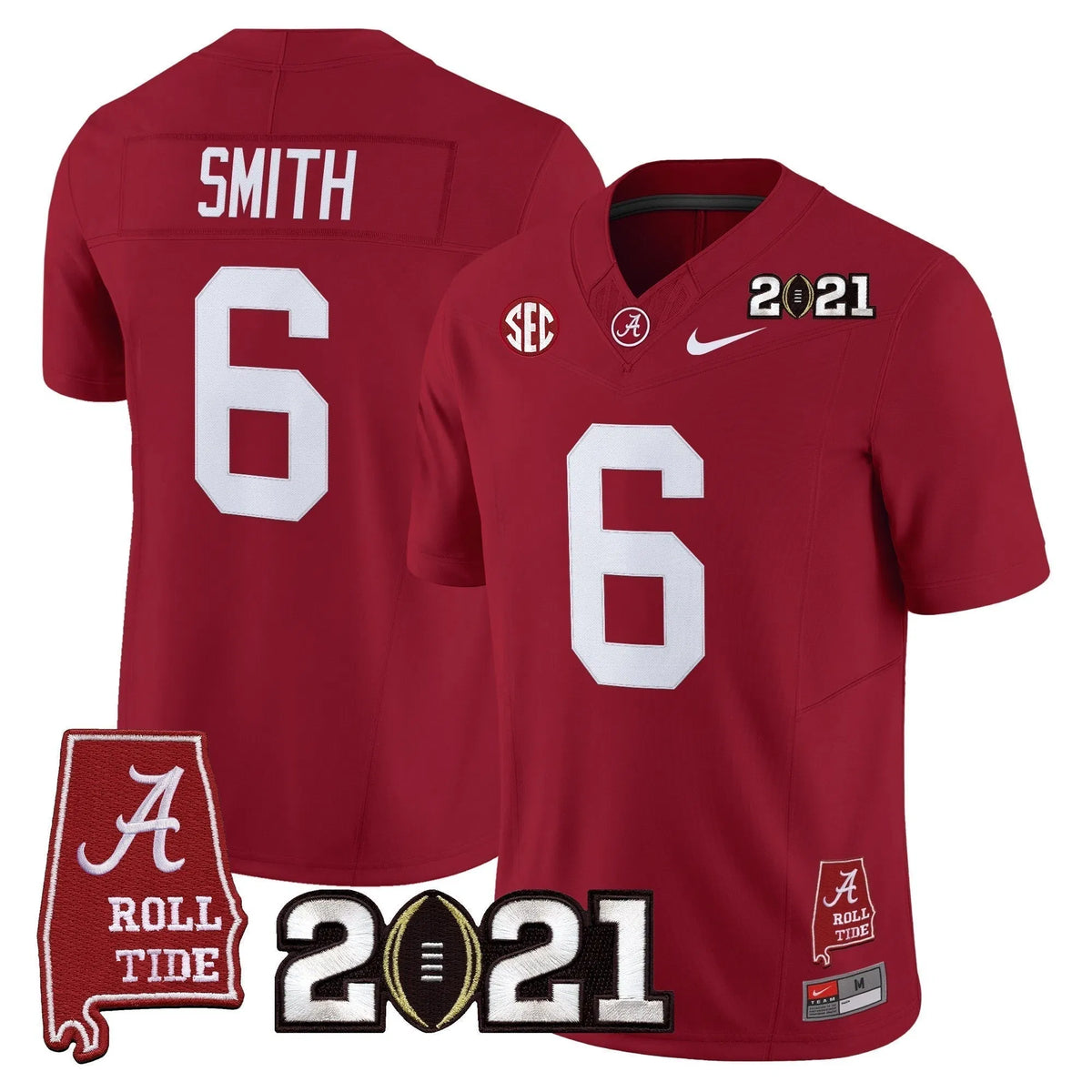 Personalized ACT '2021 CFP National Championship' Vapor Limited Jersey - Alabama Map - Crimson / DeVonta Smith Stitched