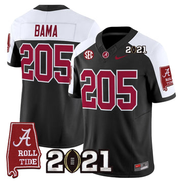 Personalized ACT '2021 CFP National Championship' Vapor Limited Jersey - Alabama Map - Black Alternate / Bama 205 Stitched