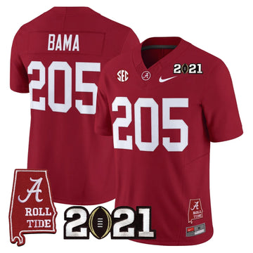 Personalized ACT '2021 CFP National Championship' Vapor Limited Jersey - Alabama Map - Crimson / Bama 205 Stitched