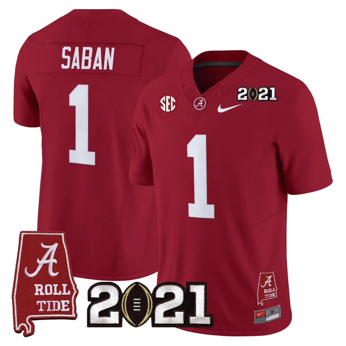 Personalized ACT '2021 CFP National Championship' Vapor Limited Jersey - Alabama Map - Crimson / Nick Saban Stitched