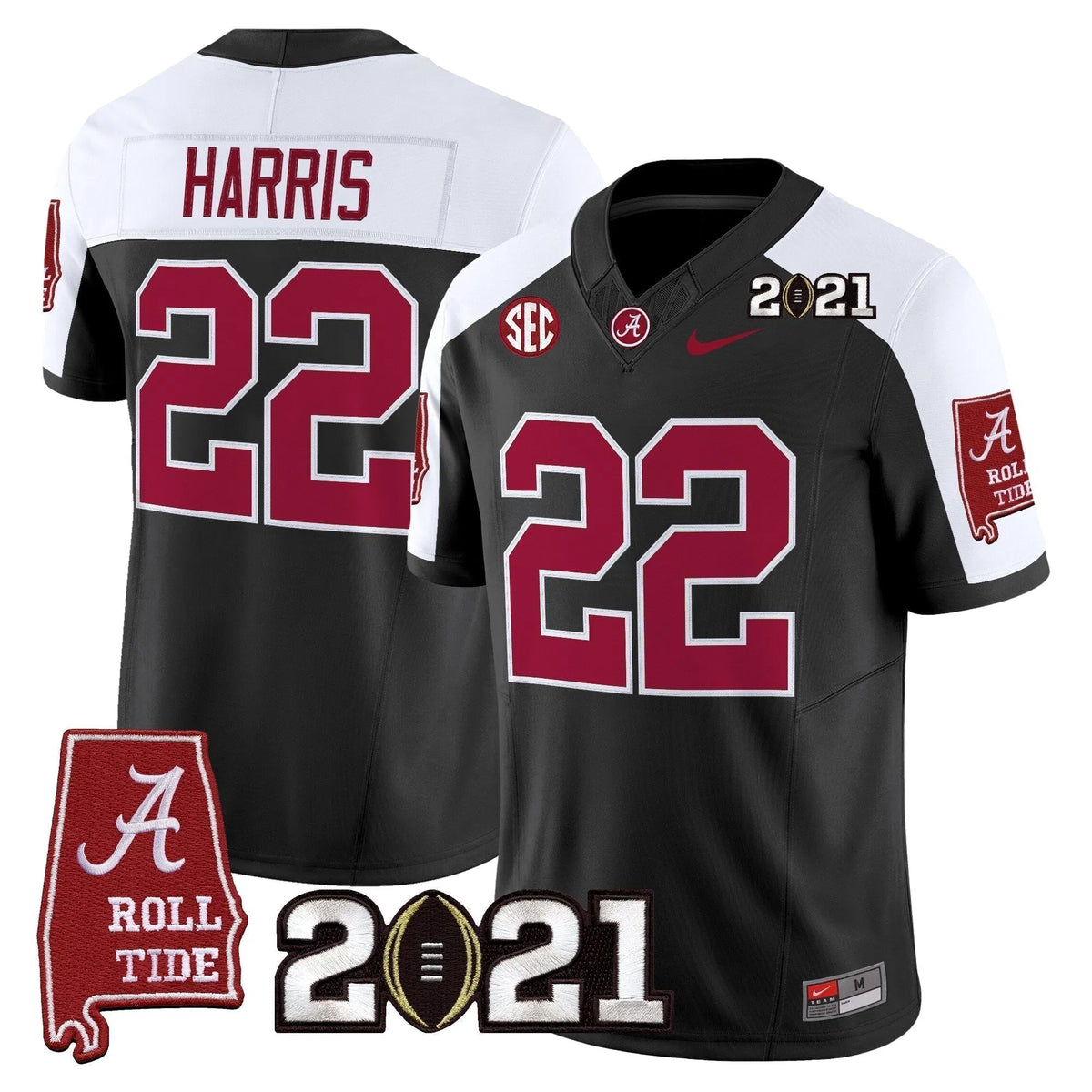 Personalized ACT '2021 CFP National Championship' Vapor Limited Jersey - Alabama Map - Black Alternate / Najee Harris Stitched