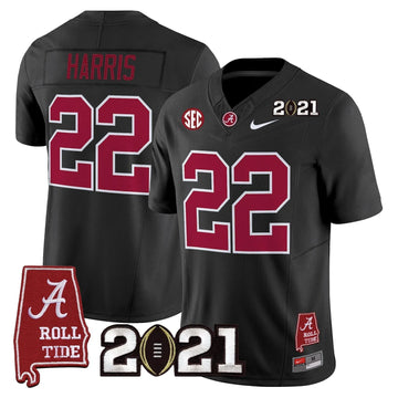 Personalized ACT '2021 CFP National Championship' Vapor Limited Jersey - Alabama Map - Black / Najee Harris Stitched